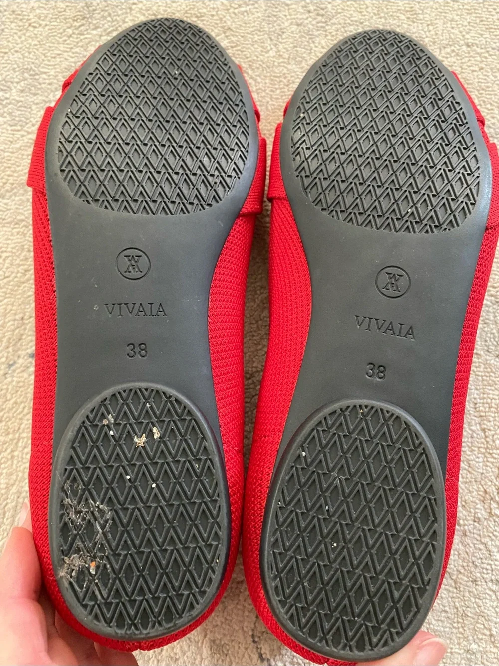 Vivaia Bibi Knotted Flats 38 Red Almond Toe Washable